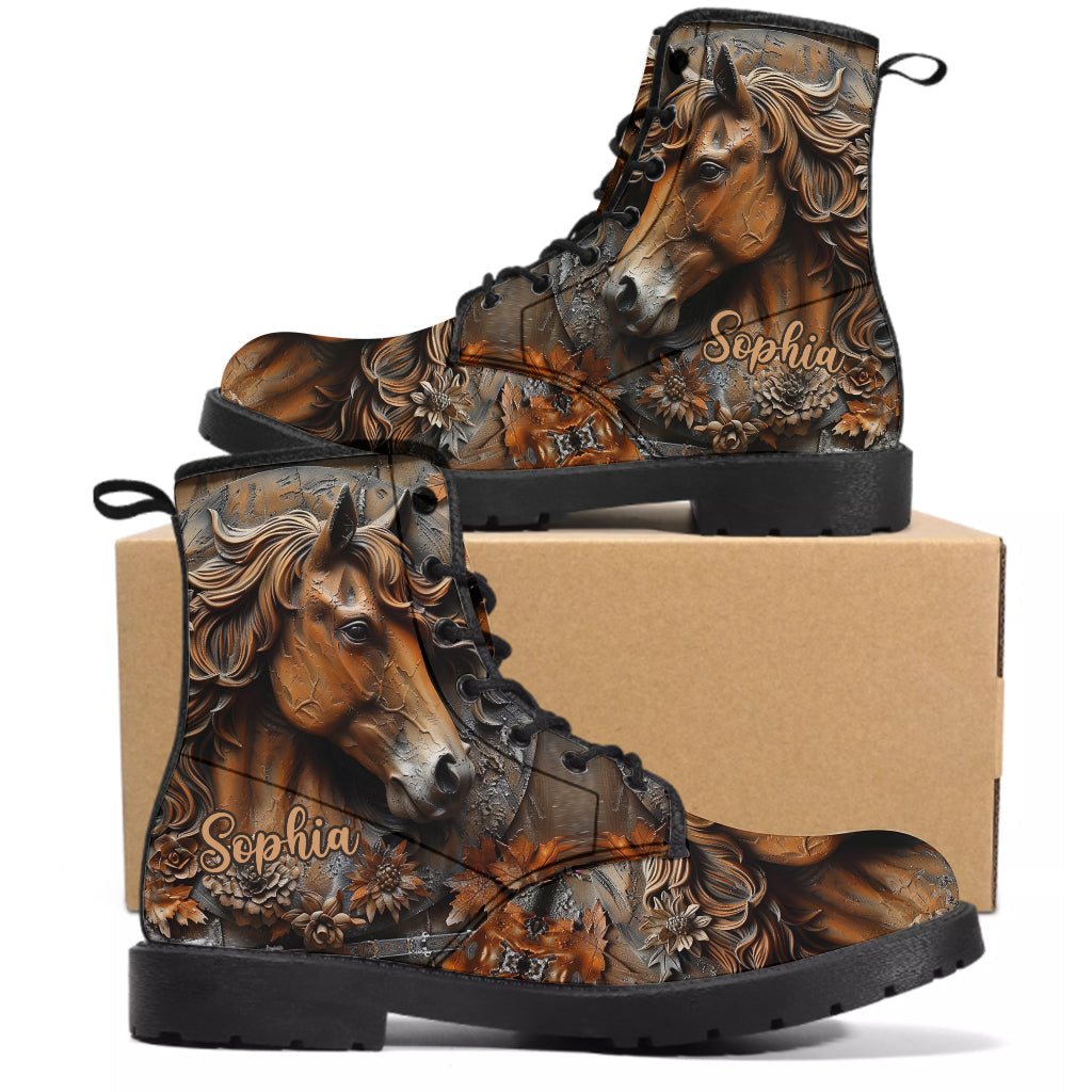 Stunning Horse Free Spirit - Personalized Horse Leather Boots