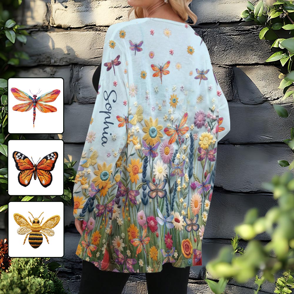 Pollinator Floral Garden - Personalized Gardening Cardigan