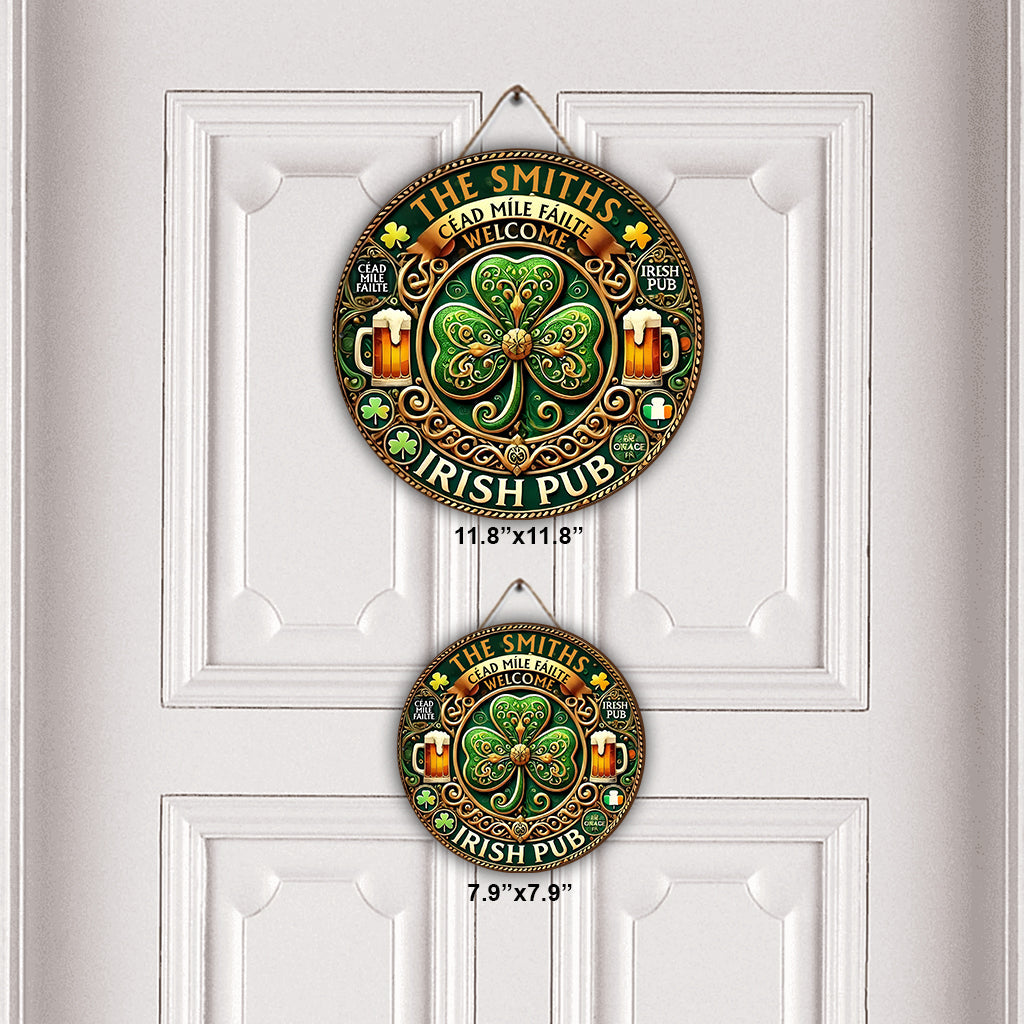 Irish Pub - Personalized Saint Patrick's Day Round Wood Sign