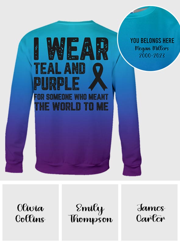 I wear teal and purple - Personalized Suicide Prevention All Over Shirt