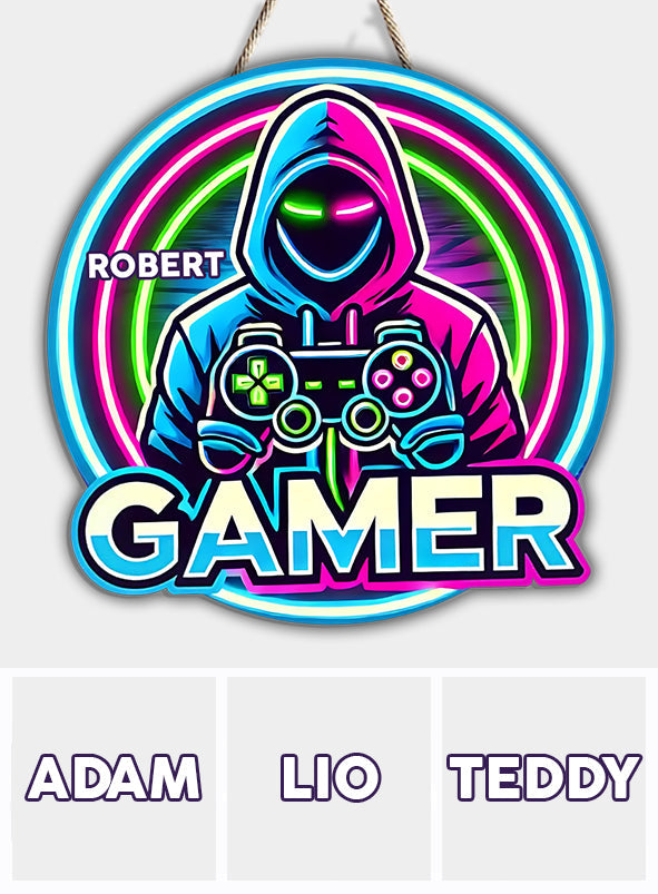 Véritable joueur - Panneau en bois personnalisé en forme de jeu vidéo