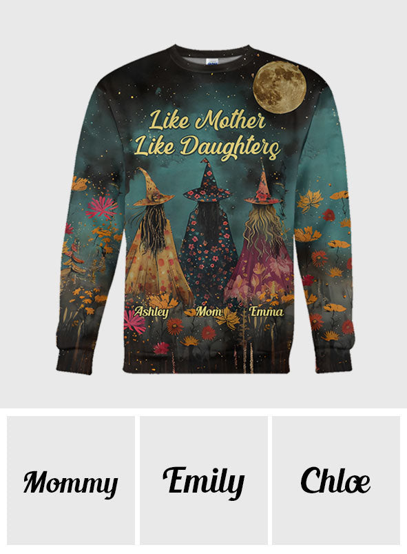 Like Mother Like Daughters - Personalized Witch All Over Shirt