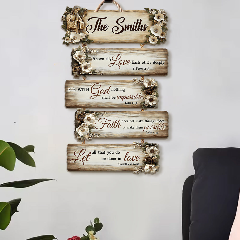 Let All That You Do Be Done In Love - Personalized Christian Hanging Wood Sign Set