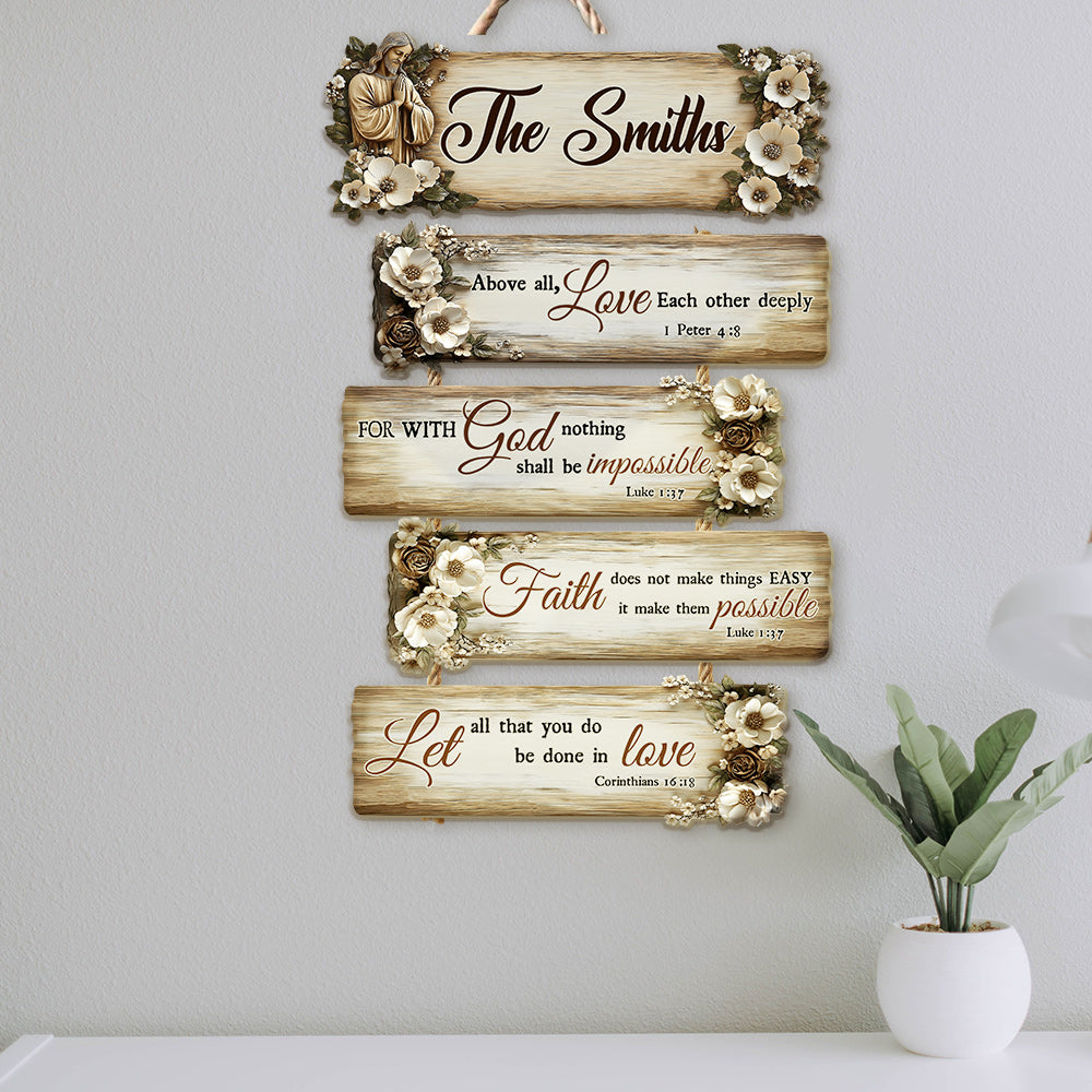 Let All That You Do Be Done In Love - Personalized Christian Hanging Wood Sign Set