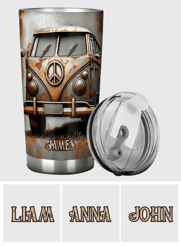 Vintage-Wohnmobil mit Friedenssymbol – personalisierter Hippie-Becher