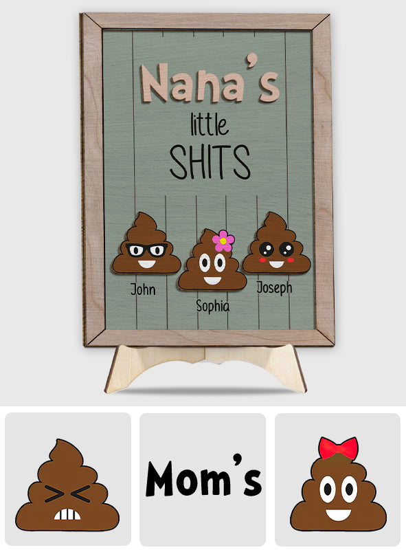 Grandma Mom Dad Grandpa Little Cuties - Personalized Grandma 2 Layered Wood Sign / Wood Plaque