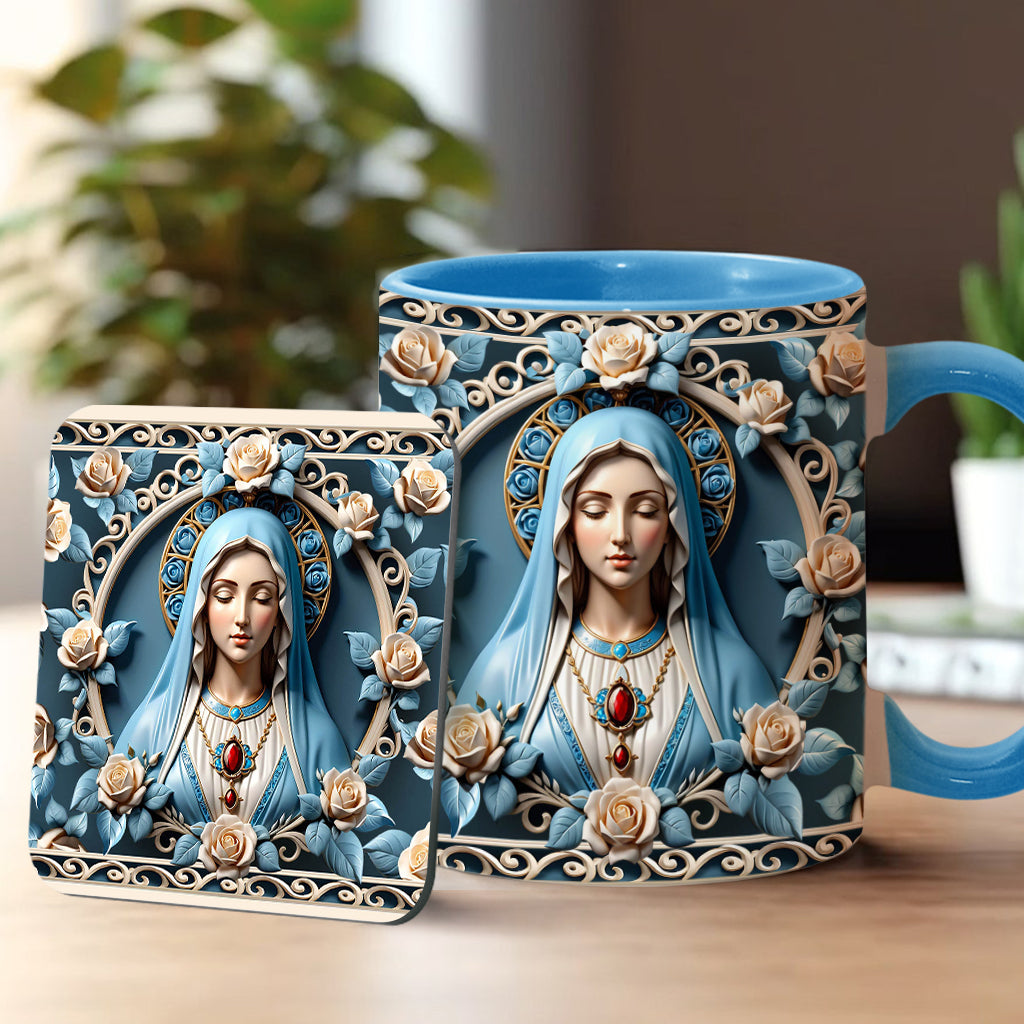 Mother Of God Rosette Wreath Emblem - Personalized Christian Accent Mug