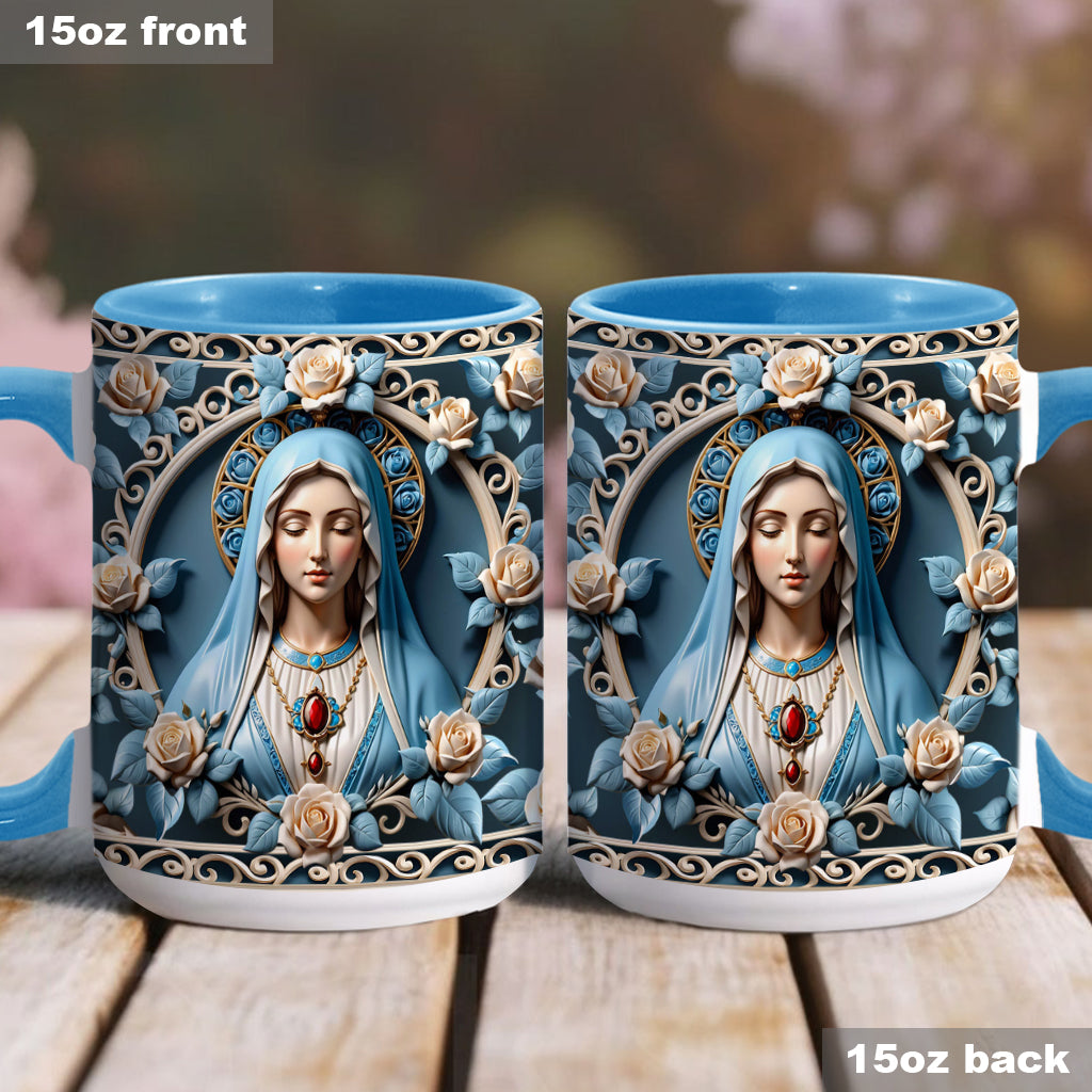 Mother Of God Rosette Wreath Emblem - Personalized Christian Accent Mug