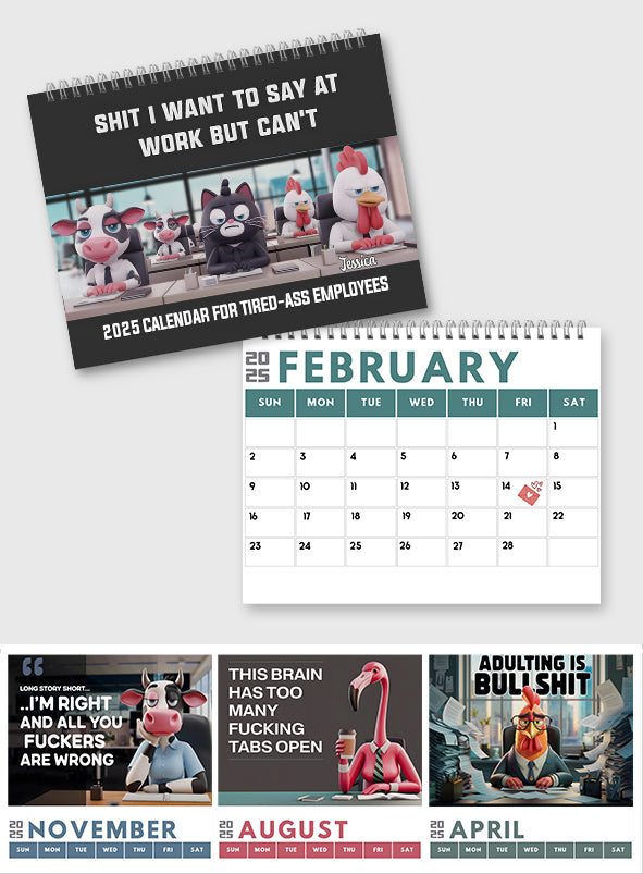 Sarkastischer Schreibtischbegleiter – Personalisierter Wand- und Tischkalender für Kollegen