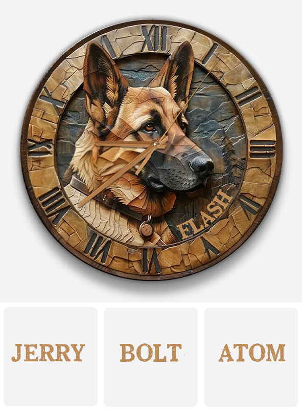 Horloge murale personnalisée pour chien Berger Allemand - J'adore les bergers allemands