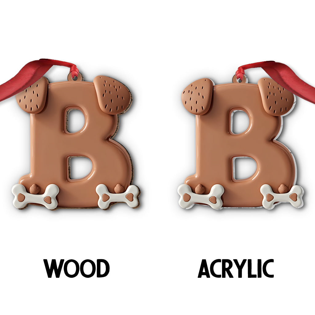 Cute Dog Paw Letter Ornament - Personalized Dog Ornament