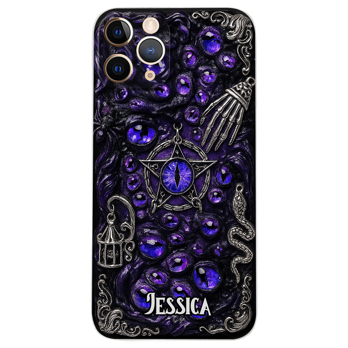 Gothic Pentacle Witchy Vibe - Personalized Witch Leather Phone Case