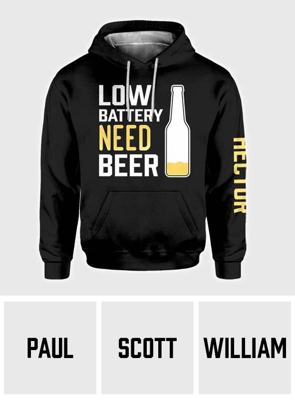 Batterie faible, besoin de bière - T-shirt personnalisé « Bière »