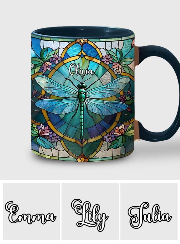Wunderschöne Libelle – personalisierte Tasse mit Libellenmotiv
