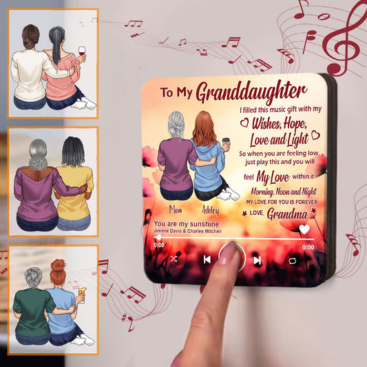 To My Granddaughter - Personalized Graduation Music Fridge Magnet