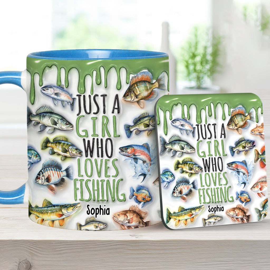 Just A Girl Who Loves Fishing - Personalized Fishing Accent Mug