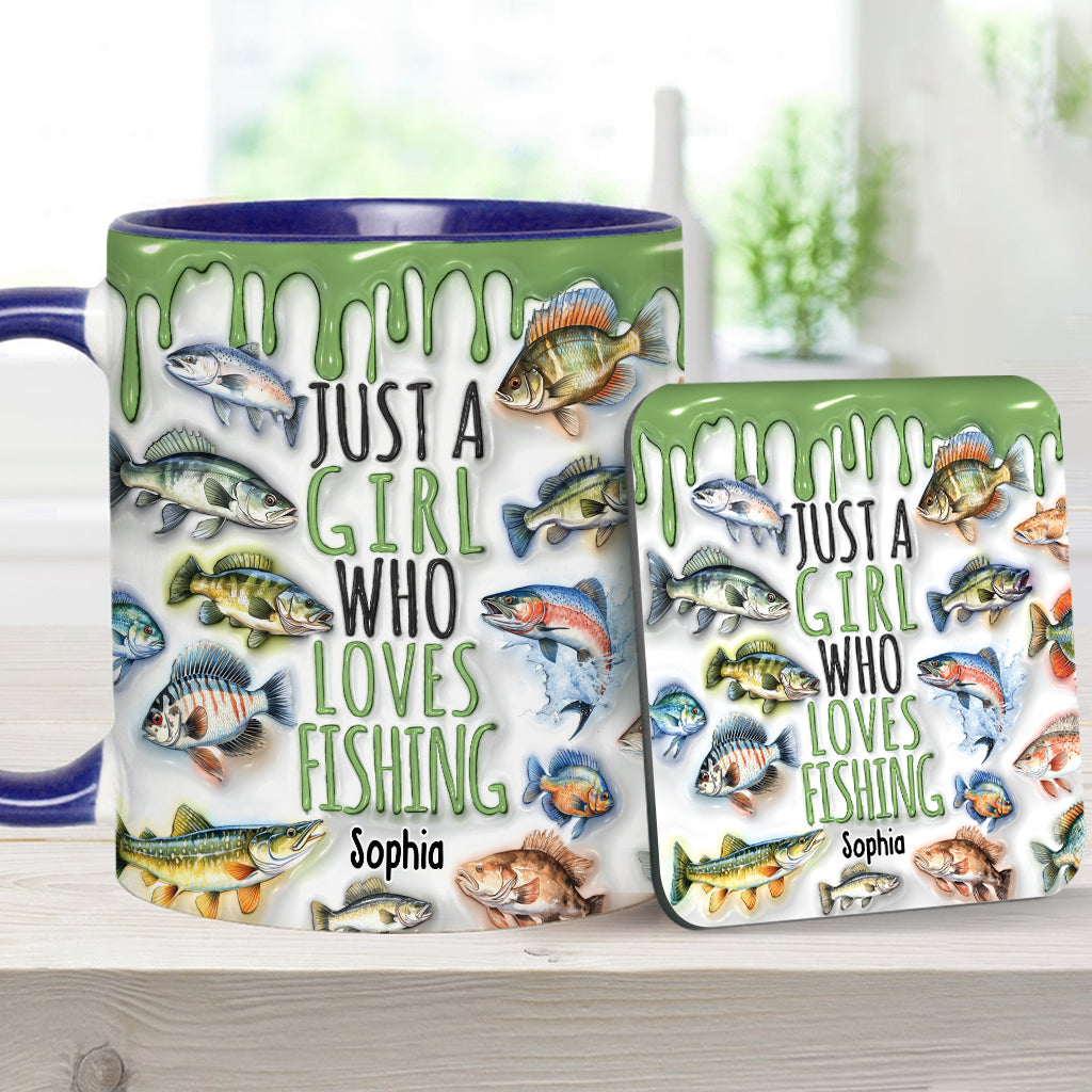 Just A Girl Who Loves Fishing - Personalized Fishing Accent Mug