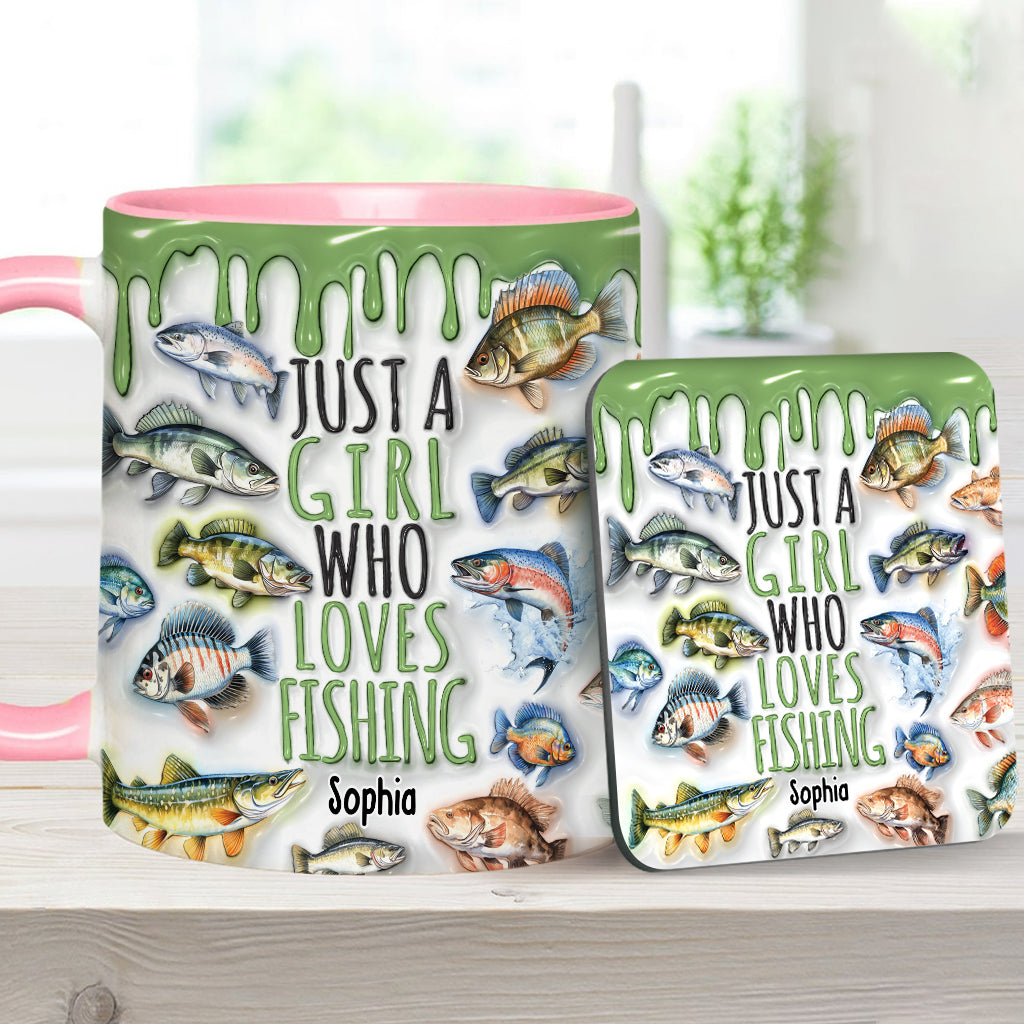 Just A Girl Who Loves Fishing - Personalized Fishing Accent Mug