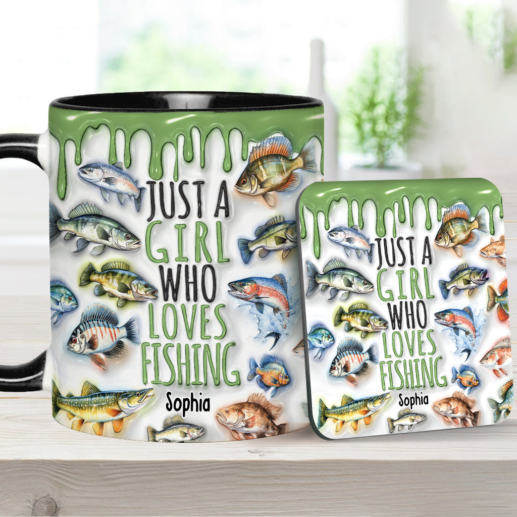 Just A Girl Who Loves Fishing - Personalized Fishing Accent Mug