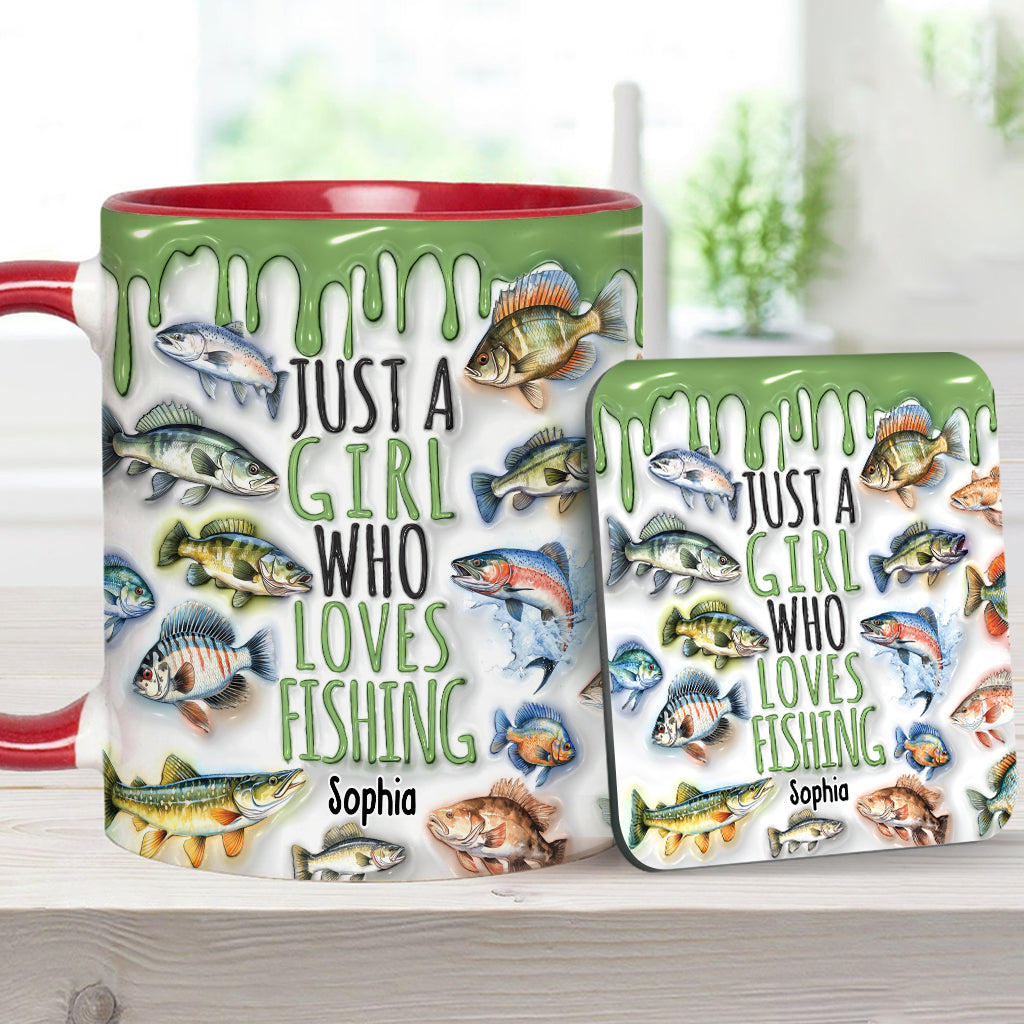 Just A Girl Who Loves Fishing - Personalized Fishing Accent Mug