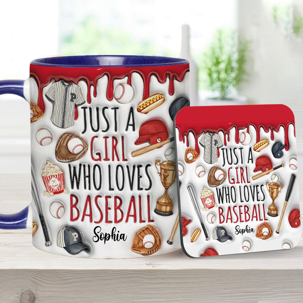 Just A Girl Who Loves Baseball - Personalized Baseball Accent Mug