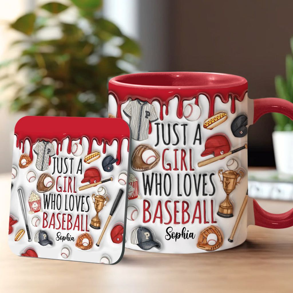 Just A Girl Who Loves Baseball - Personalized Baseball Accent Mug