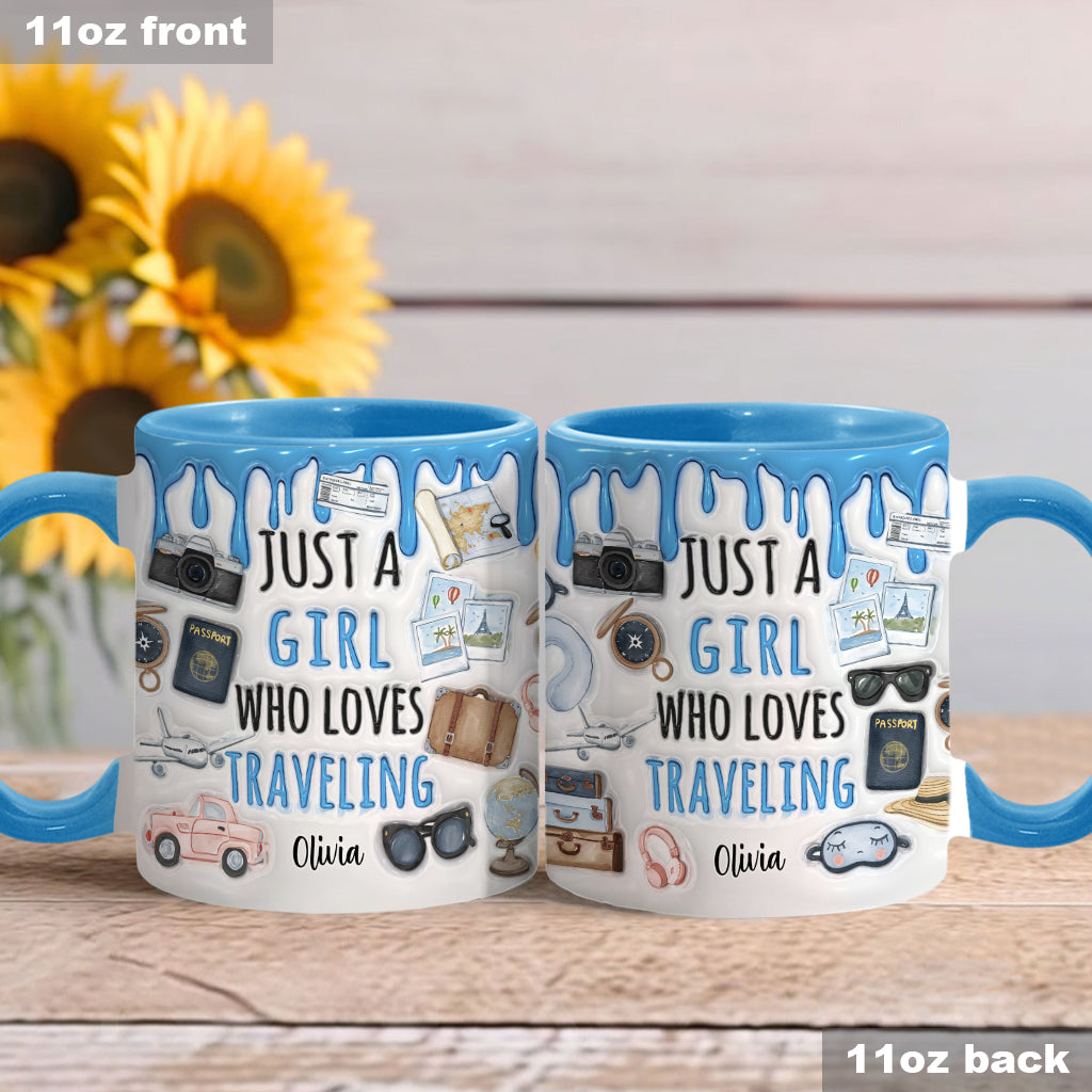 Just A Girl Who Loves Traveling - Personalized Travelling Accent Mug