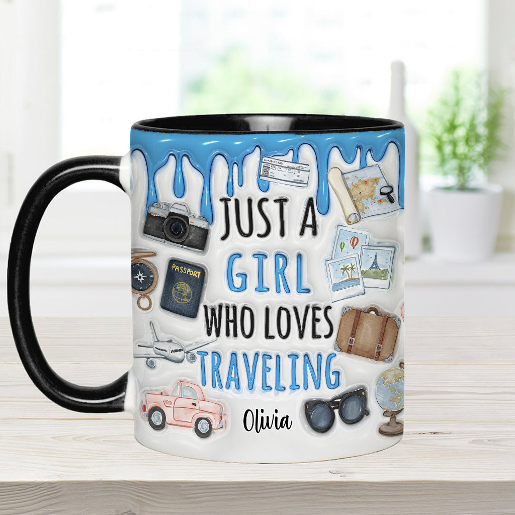 Just A Girl Who Loves Traveling - Personalized Travelling Accent Mug