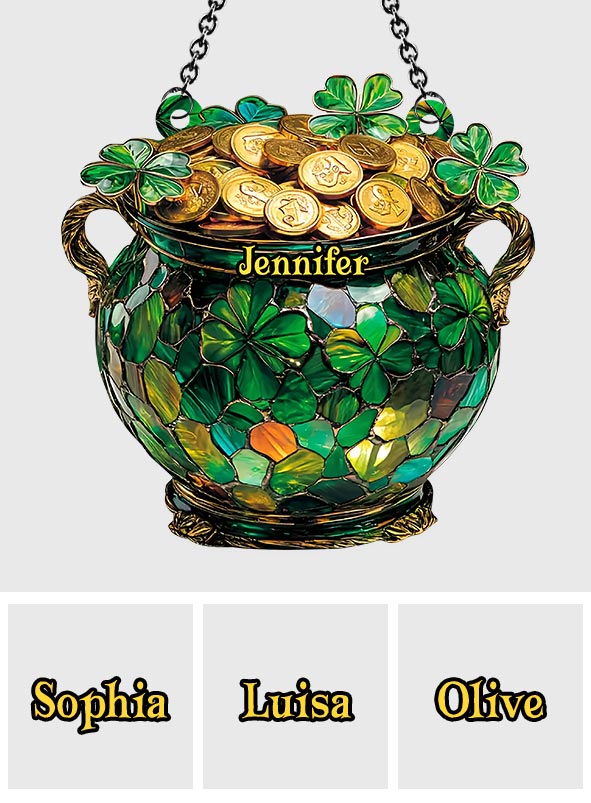 Trèfle Pot d'Or - Ornement Attrape-Soleil Personnalisé à Suspendre à la Fenêtre pour la Saint-Patrick