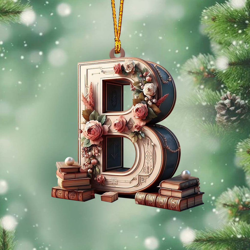 Vintage Book Letter Ornament - Personalized Book Ornament