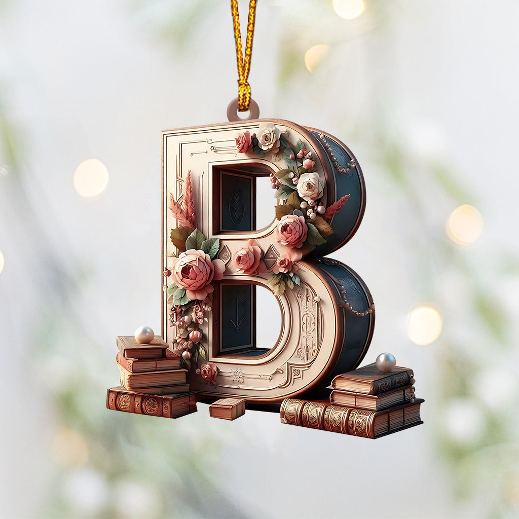 Vintage Book Letter Ornament - Personalized Book Ornament