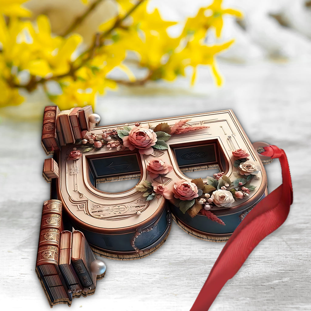 Vintage Book Letter Ornament - Personalized Book Ornament