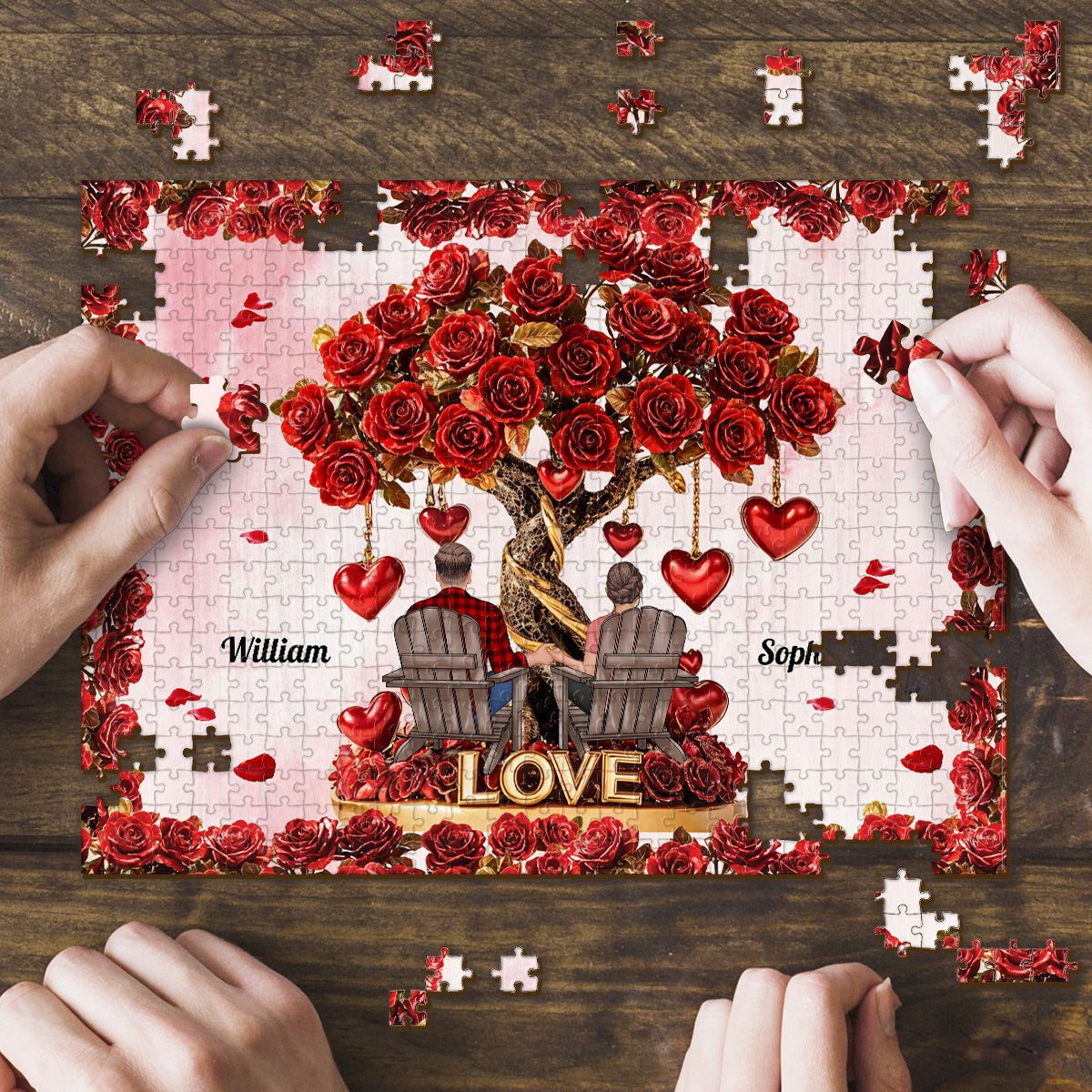 Tree of Love - Personalized Couple Jigsaw Puzzle