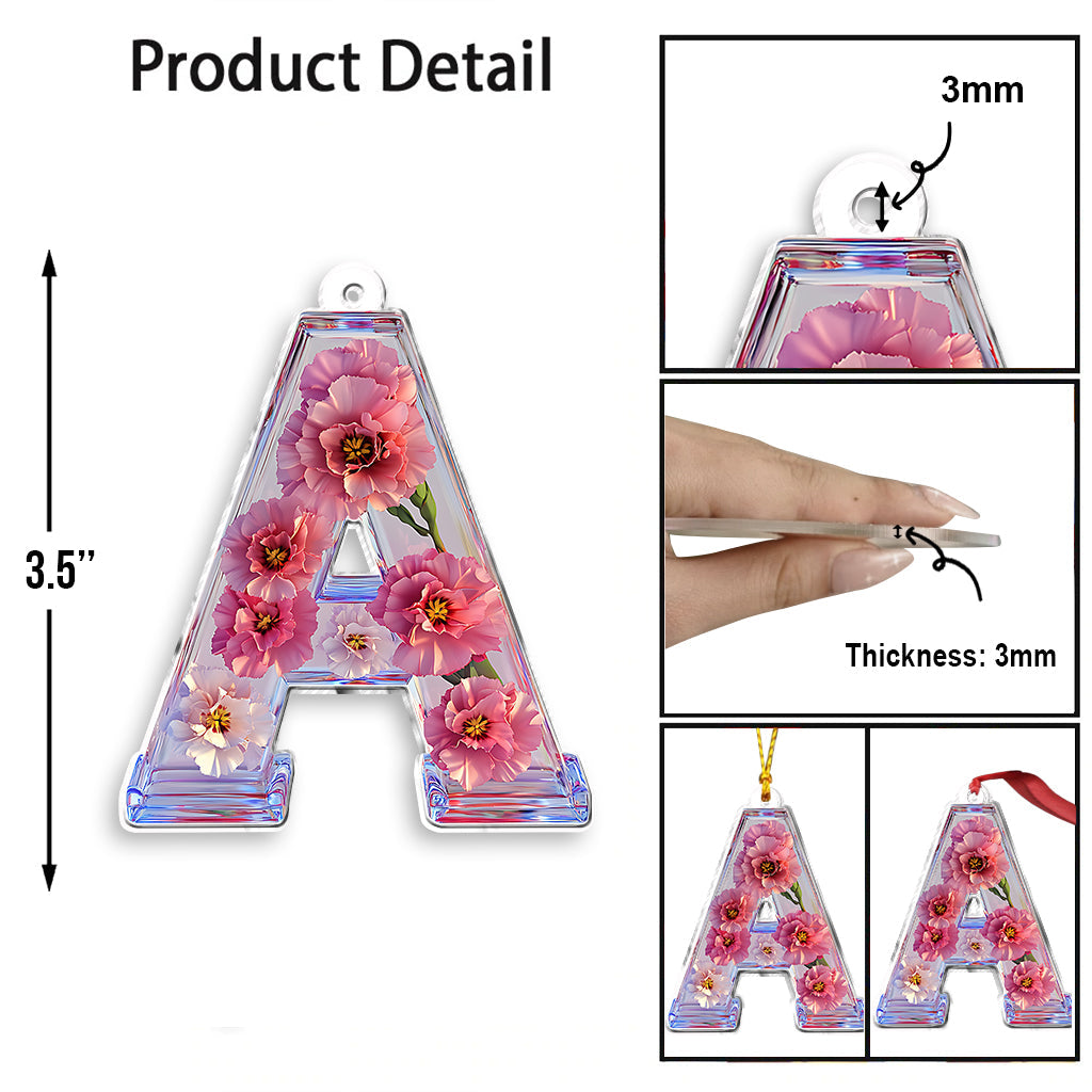 Beautiful Floral Letter - Personalized Bestie Custom Shaped Ornament