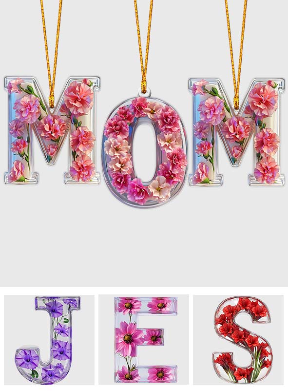 Lettre florale magnifique - Ornement personnalisé pour maman, forme sur mesure