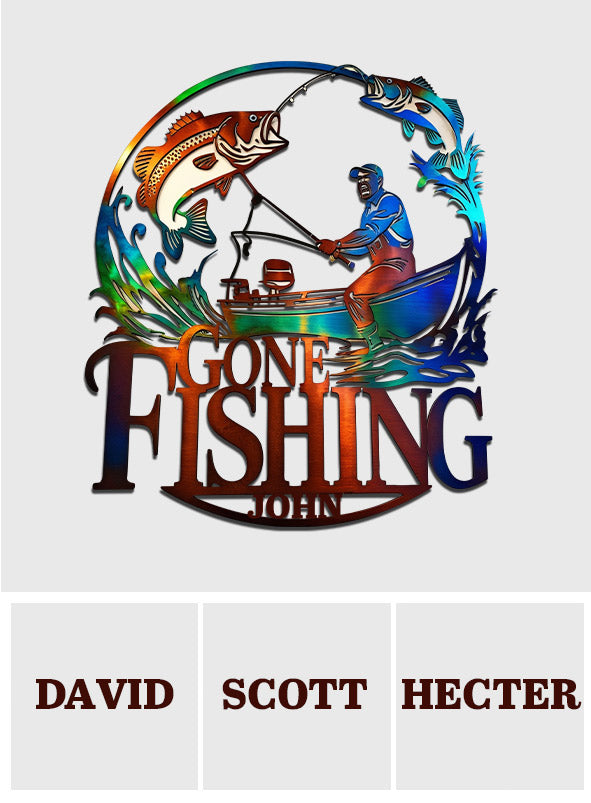 Gone Fishing - Personalized Fishing Cut Metal Sign