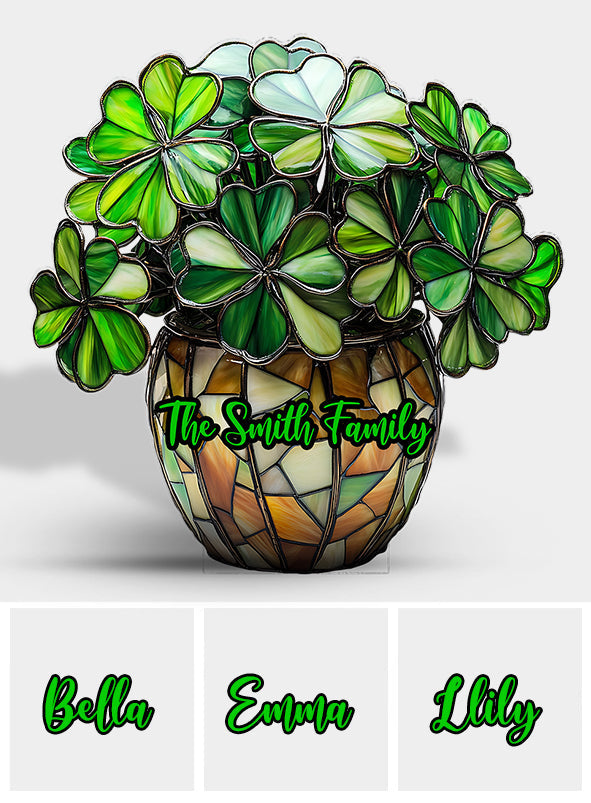 Glücksblume – Personalisierte Acrylplakette in Sonderform zum St. Patrick's Day