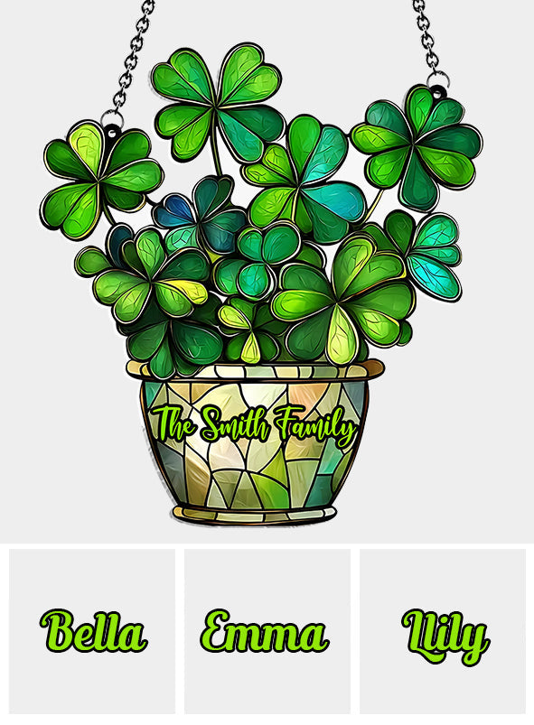 Fleur porte-bonheur - Attrape-soleil personnalisé à suspendre à la fenêtre pour la Saint-Patrick