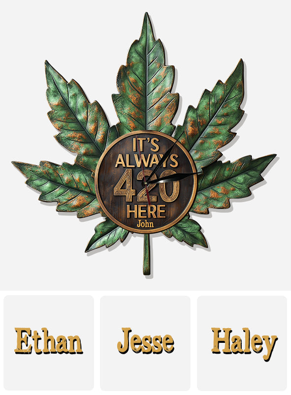 Hier ist es immer 4:20 Uhr – Personalisierte LED-Wanduhr mit Cannabis-Motiv