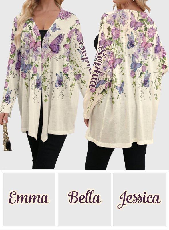 Schmetterling und Blumen – Personalisierter Schmetterlings-Cardigan