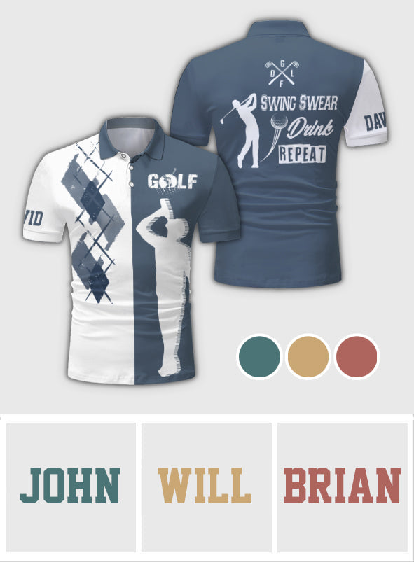 Polo de golf personnalisé Swing Swear Drink -