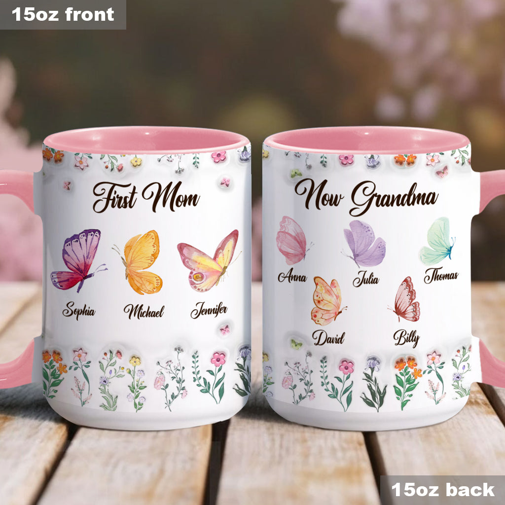 First Mom Now Grandma - Personalized Grandma Accent Mug