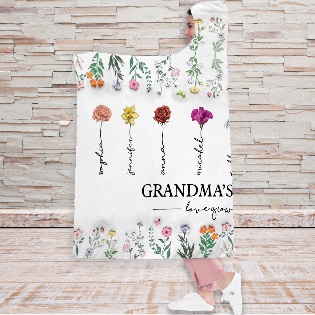 Grandma Garden - Personalized Grandma Hooded Blanket
