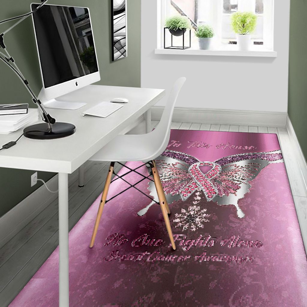 In This House No One Fights Alone Breast Cancer Awareness Rug 0622