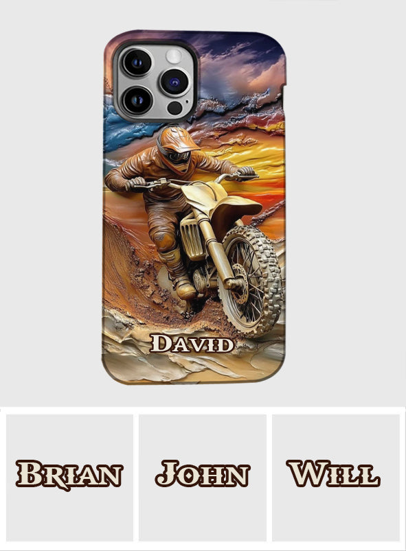 Né pour rouler - Coque de téléphone personnalisée avec impression intégrale de moto cross