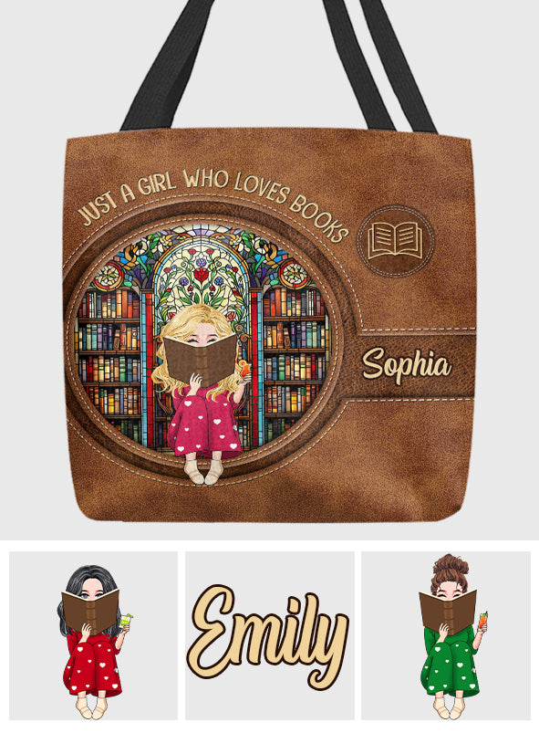 Sac fourre-tout personnalisé « Juste une fille qui aime les livres »