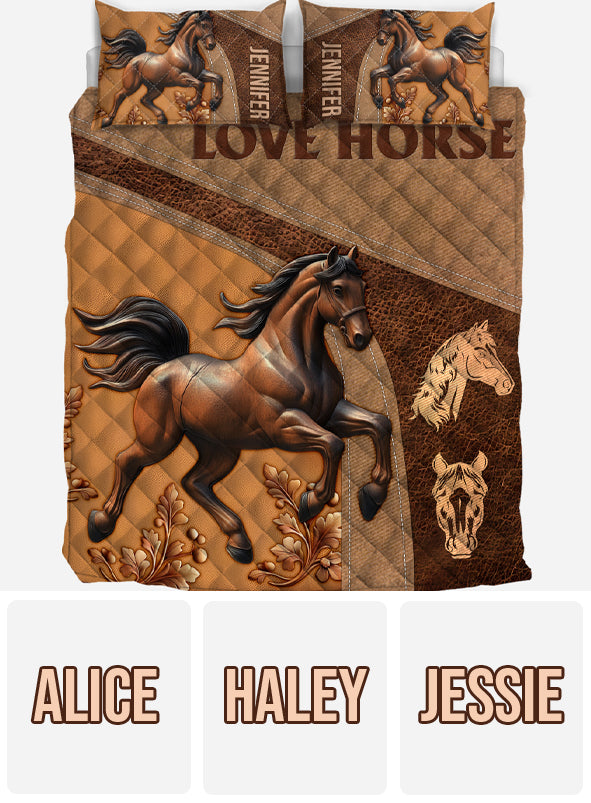 Ensemble de courtepointe personnalisé « Love Horse »