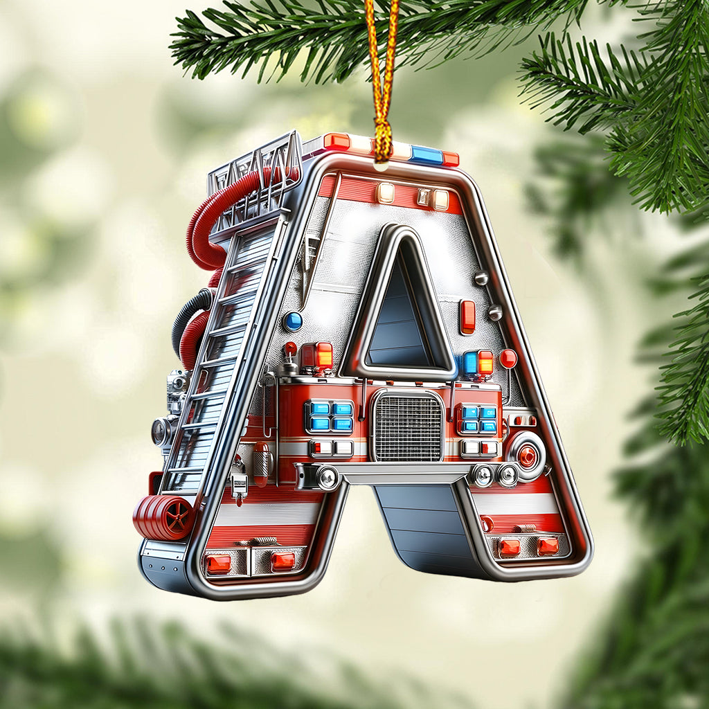 Fire Truck Alphabet - Personalized Kid Ornament