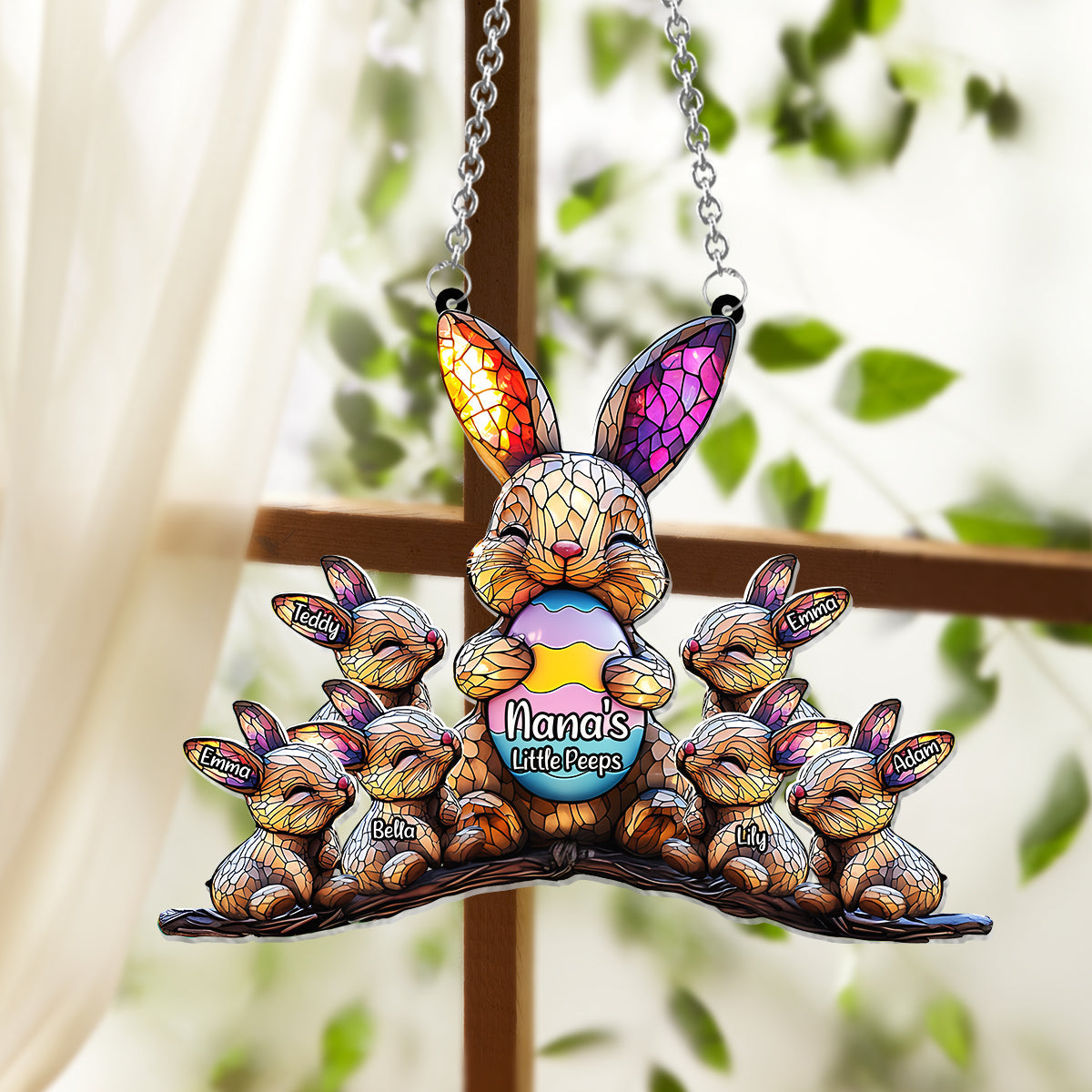 Nana's Little Peeps, Easter's Day Decoration - Personalized Grandma Window Hanging Suncatcher Ornament