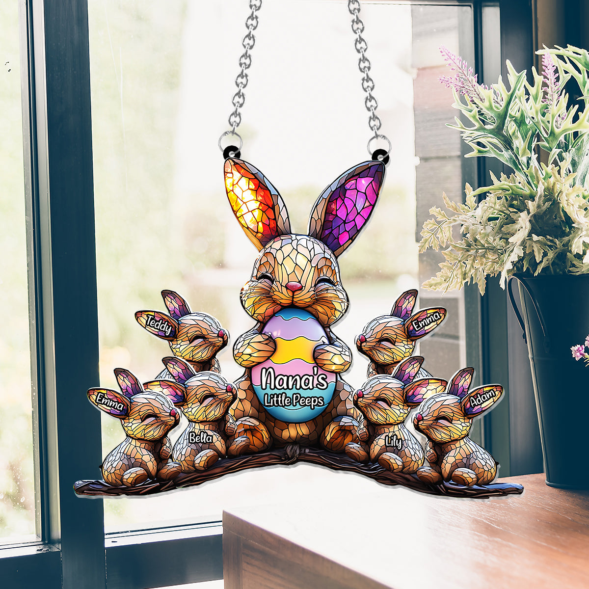 Nana's Little Peeps, Easter's Day Decoration - Personalized Grandma Window Hanging Suncatcher Ornament